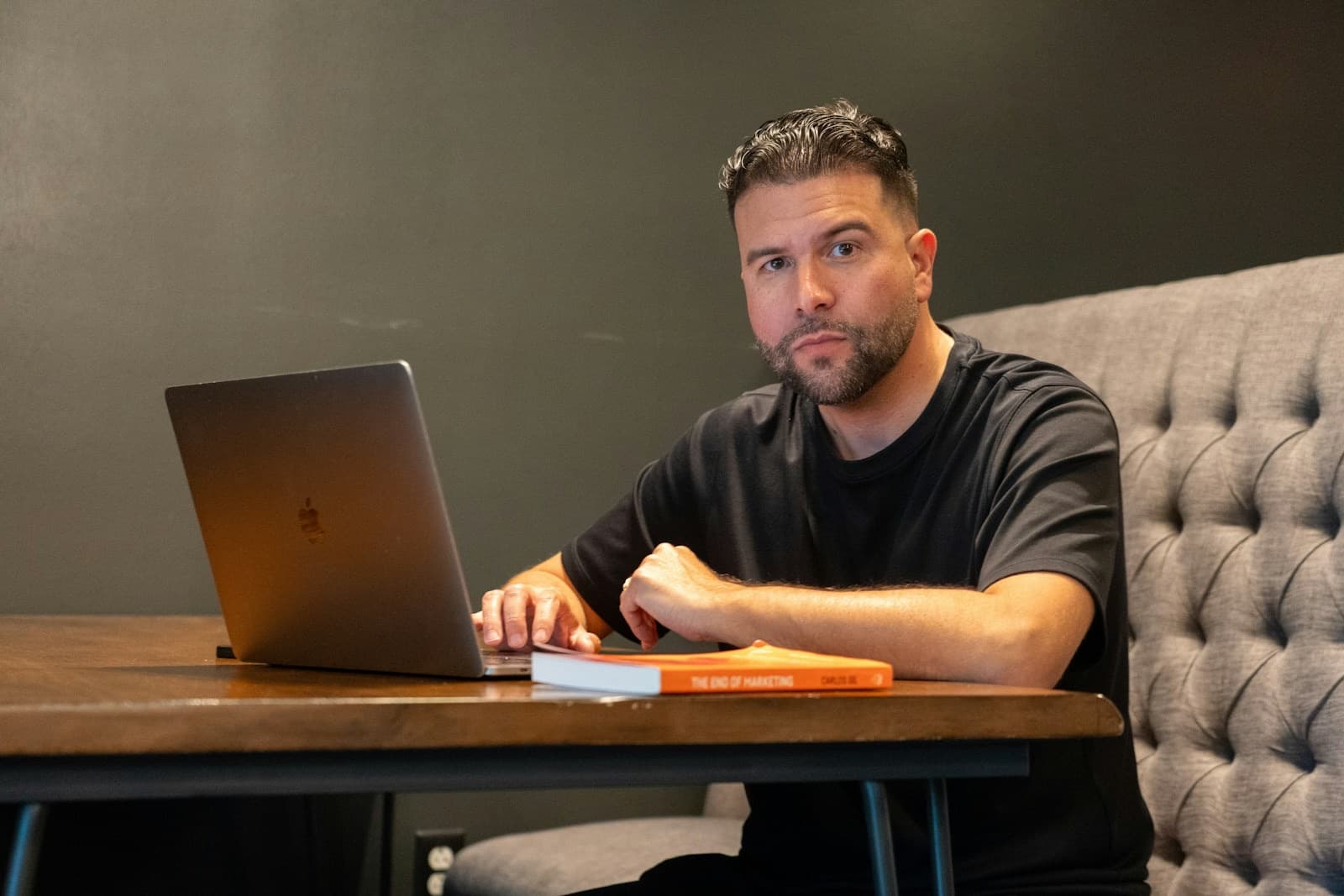 A specialist starting work at his laptop