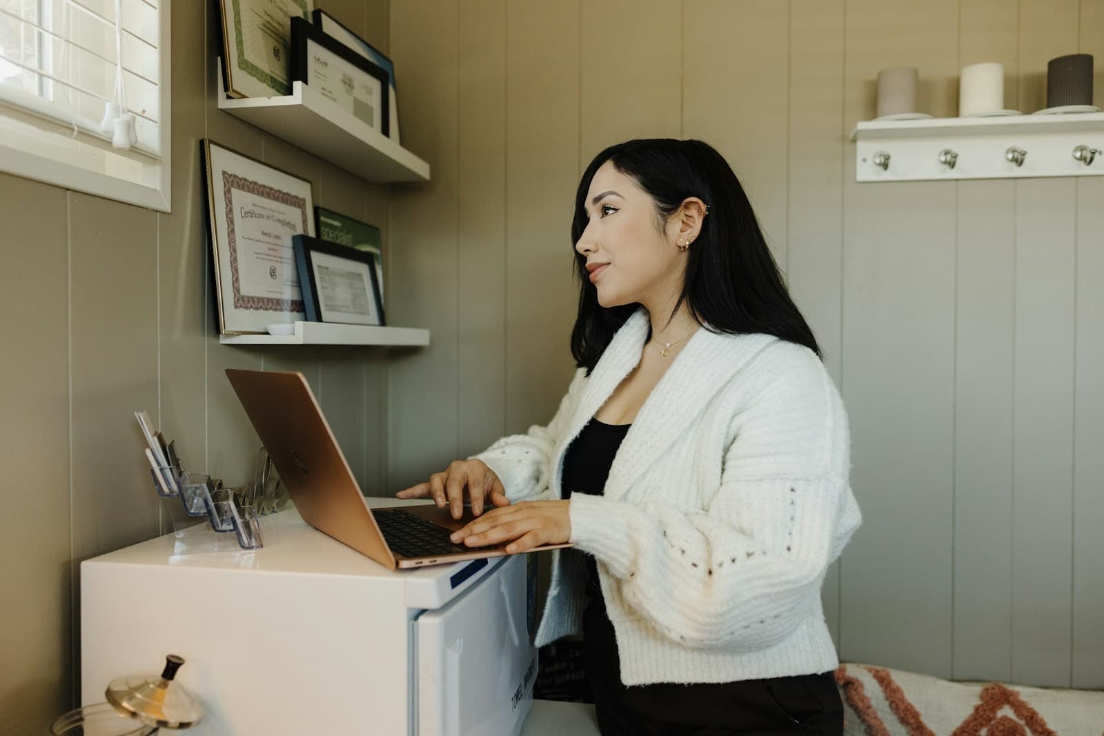 A business owner planning at her desk